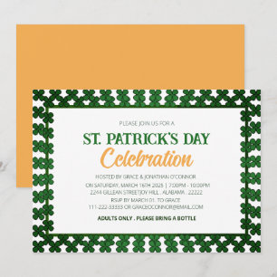 Weiß & grün Kleeblatt St. Patrick's Day Party Einladung
