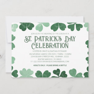 Weiß & grün Kleeblatt St. Patrick's Day Party Einladung