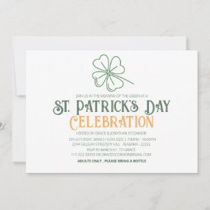 Weiß & grün Kleeblatt St. Patrick's Day Party Einladung