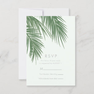Weiß Grüne Elegante Tropische Palmwedel RSVP Einladung