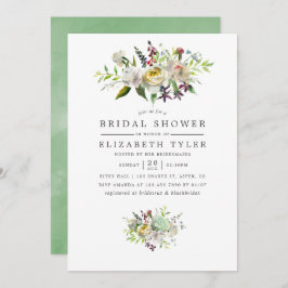 Weiß-grünes Brautparty Einladung