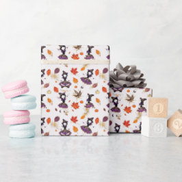 Weiß  | Halloween Kleine Hexe Geschenkpapier