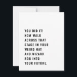 Weiß-Hat und Robe-Abschluss-Karte Funny Graduatio Feiertagskarte<br><div class="desc">Merkwürdige Abschluss-Karte Funny Abschluss Card Grad Card</div>