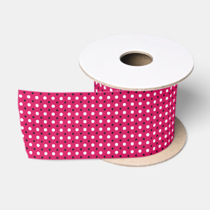 Weiß, heißrosa und schwarze Polka-Punkte Satinband