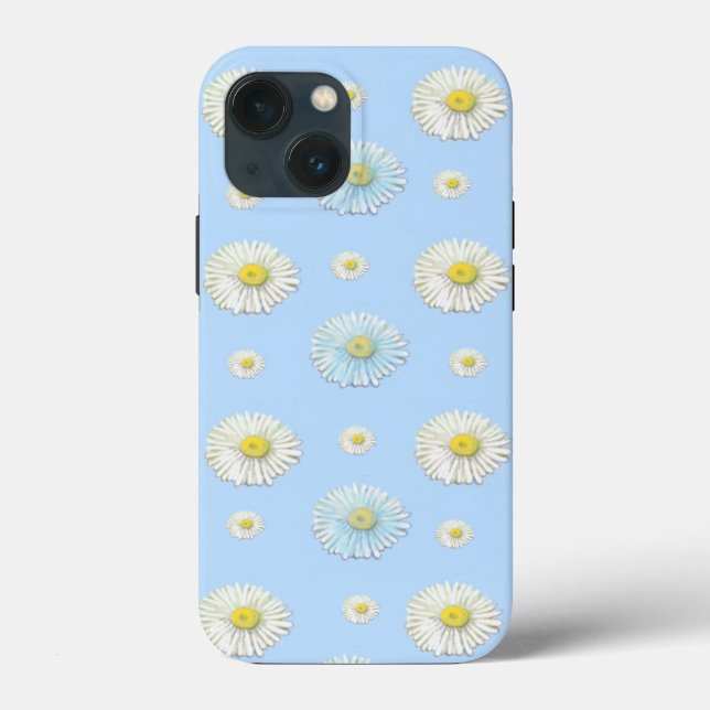 Weiß & hellblau Daisy Muster Case-Mate iPhone Hülle (Rückseite)