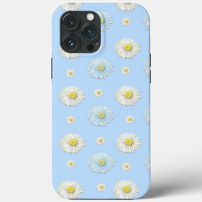 Weiß & hellblau Daisy Muster Case-Mate iPhone Hülle (Rückseite)