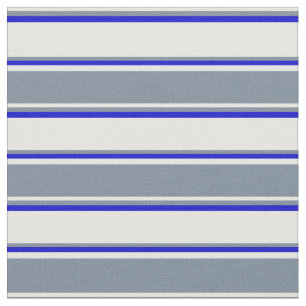Weiß, helles Schiefergrau und blaues Muster Stoff