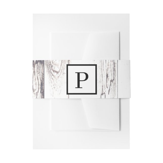 Weiß Holz Rustikaler Bauernhof Hochzeit Einladungsbanderole (Vorderseite Beispiel)