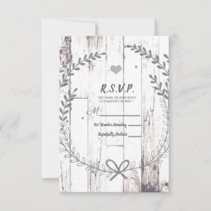 Weiß Holz Rustikaler Bauernhof Land Hochzeit UAWG RSVP Karte
