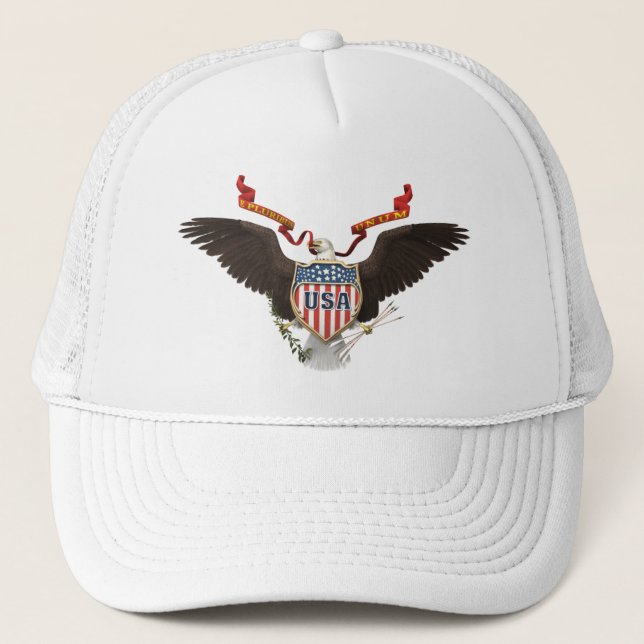 Weiß-Hut Amerikaner-Eagles USA Truckerkappe (Vorderseite)