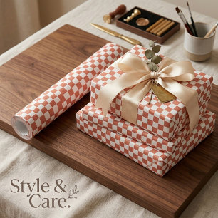 Weiß im Terrakotta-Quadrat-Stil Geschenkpapier