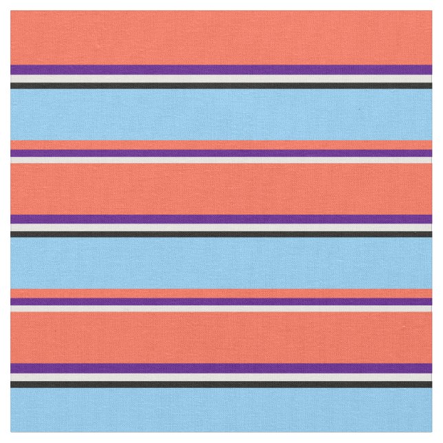 Weiß, Indigo, Rot, Light Sky Blue und Black Stoff (Nahaufnahme)