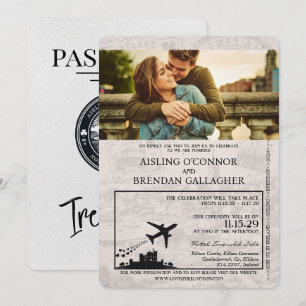 Weiß Irland Reisepass Hochzeitseinladung Einladung