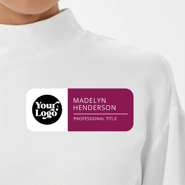 Weiß Karmin Rot Geschäft Logo Mitarbeiter Magnetis Namensschild (Von Creator hochgeladen)