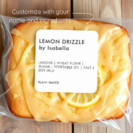 Weiß | Kennzeichnung von selbst hergestellten Kuch Quadratischer Aufkleber