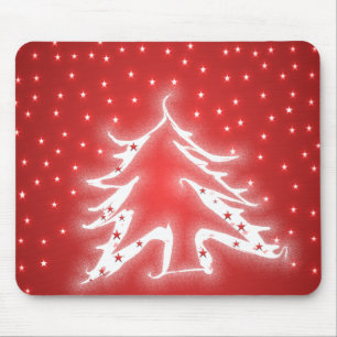 Weiß leuchtende Weihnachtsbaumsteine auf Red Mouse Mousepad