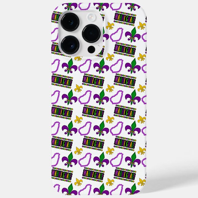 WEISS LILA GREEN YELLOW MARDI GRAS BEADS Case-Mate iPhone HÜLLE (Rückseite)