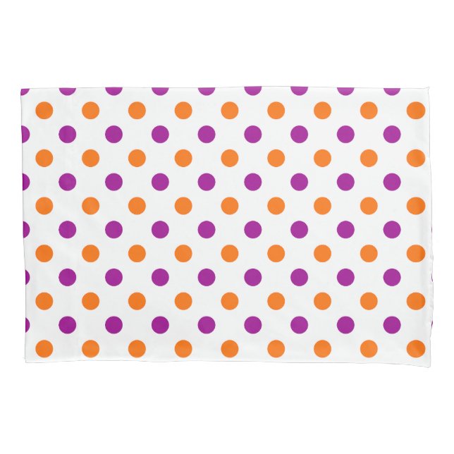 Weiß Lila Orange Punkte Muster Kissenbezug (Vorderseite)