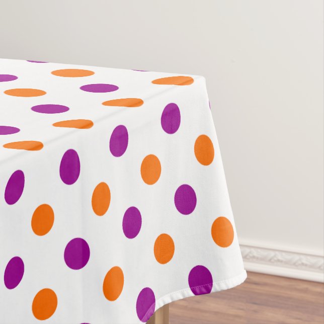 Weiß Lila Orange Punkte Muster Tischdecke (Beispiel)