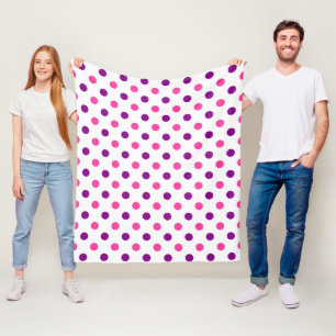 Weiß Lila Pink Punkte Muster Fleecedecke