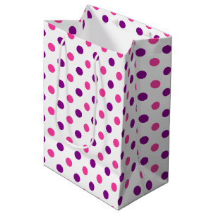 Weiß Lila Pink Punkte Muster Mittlere Geschenktüte