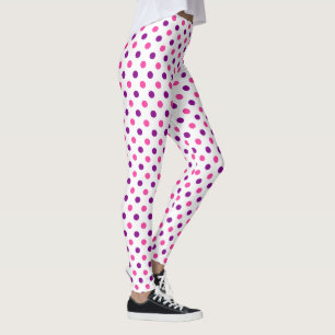 Weiß Lila Rosa Punkte Muster Leggings