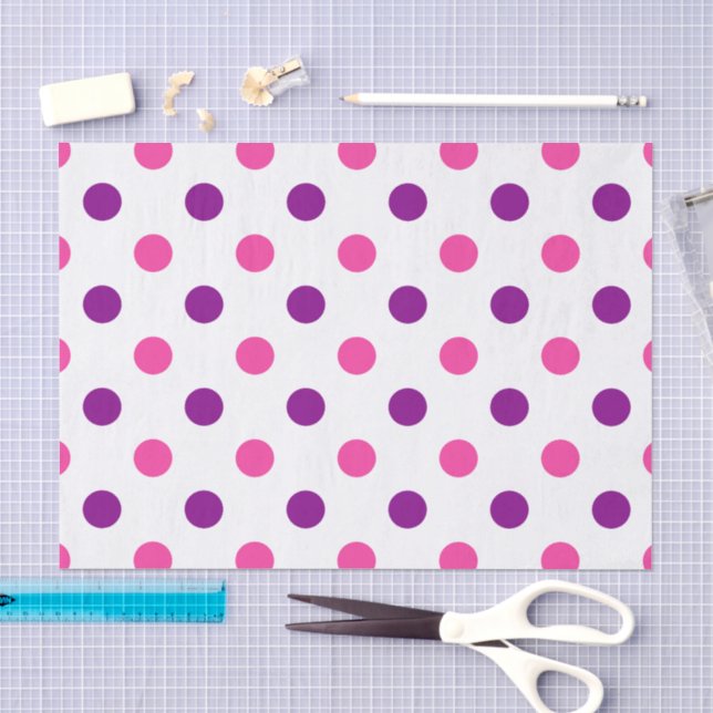 Weiß Lila Rosa Punkte Muster  Seidenpapier (Handwerk)