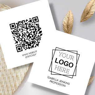 Weiß Logo QR-Code Quadratische Visitenkarte