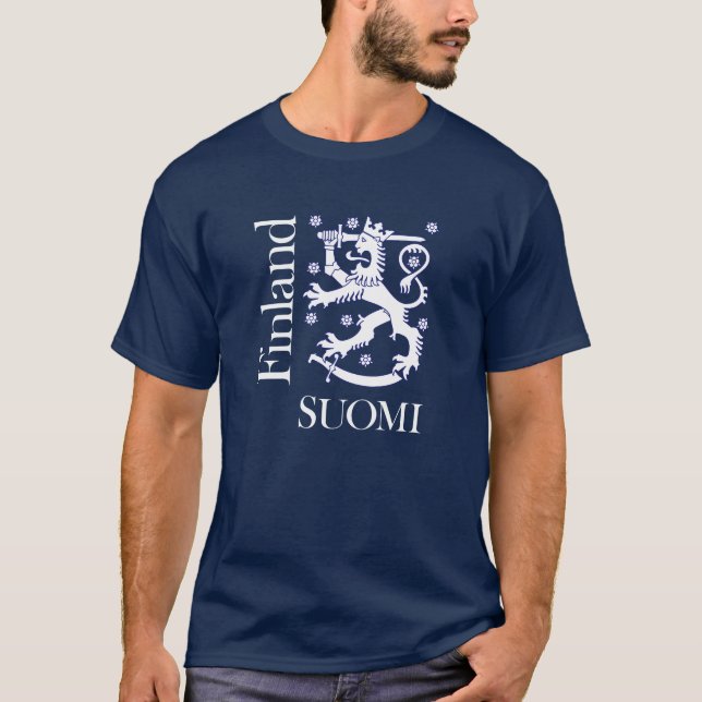 Weiß-Löwe Finnlands SUOMI T-Shirt (Vorderseite)