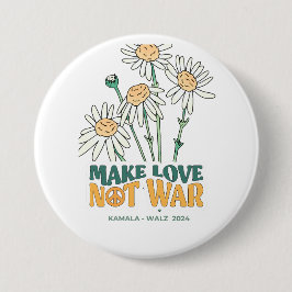 Weiß "Make Liebe Not War" 3 im Knopf Harris 2024 Button