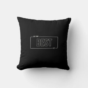 Weiß Minimalistisch lebe Dein bestes Leben Kissen