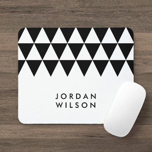 Weiß Minimalistisches, modernes Schwarzes Dreieck- Mousepad