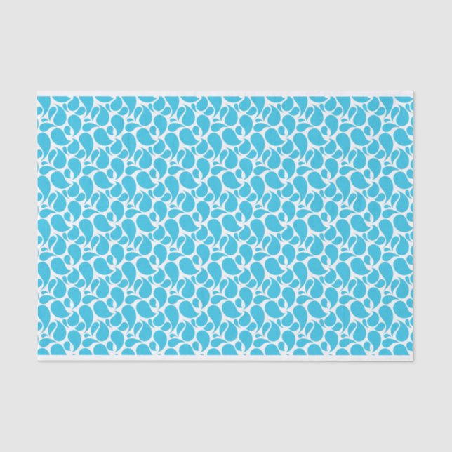 WEISS MIT AQUA PAISLEY PATTERN SEIDENPAPIER (Vorderseite)