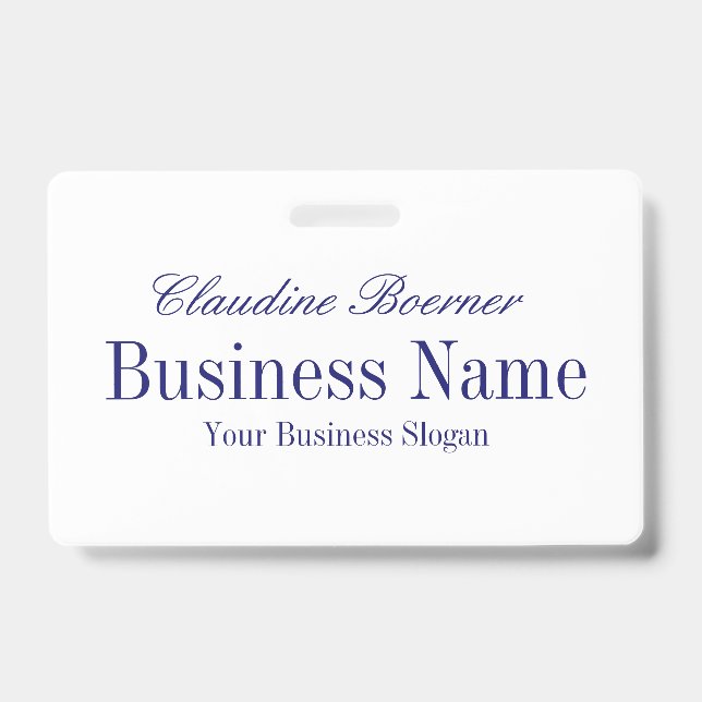 Weiß mit blauem Mitternachtstext - beide Seiten Ausweis (Vorderseite)