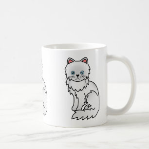 Weiß mit blauen Augen Perserkatze Illustration Tasse