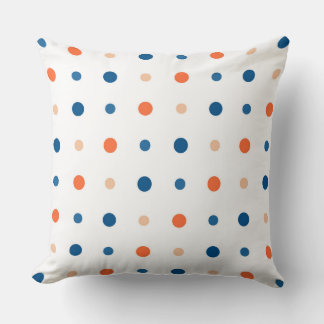 Weiss mit blauen und orangen Punkten Kissen