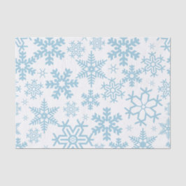 WEISS MIT BLAUEN WINTERSCHNEEFLÖCKCHEN SEIDENPAPIER