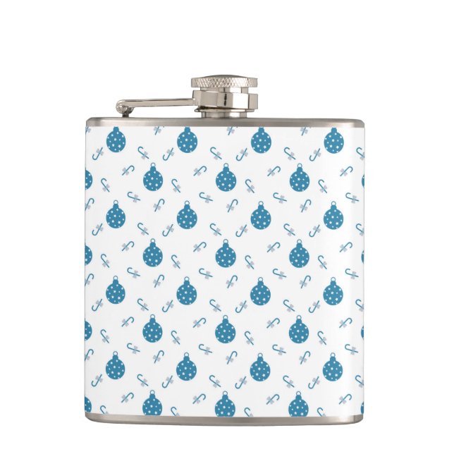 WEISS MIT BLUE CHRISTMAS ORNAMENTS & CANDYCANS FLACHMANN (Vorderseite)