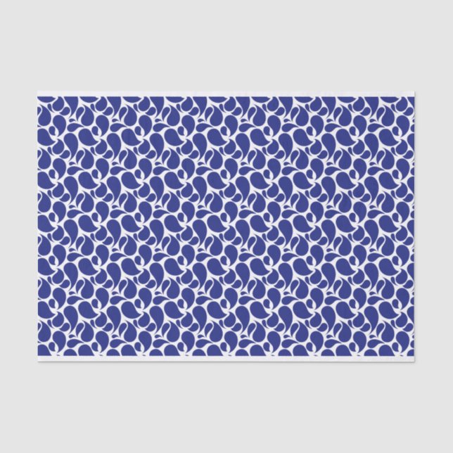 WEISS MIT BLUE PAISLEY PATTERN SEIDENPAPIER (Vorderseite)