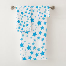 Weiß mit Blue Star Print Handtuch Set