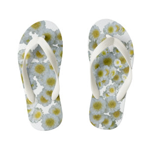 Weiß mit gelben Blume Kinder Flip Flops