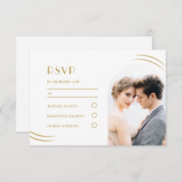 Weiß mit Golden Wisps Foto Hochzeit RSVP Karte