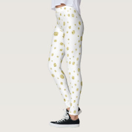 Weiß mit goldenen Punkten Leggings