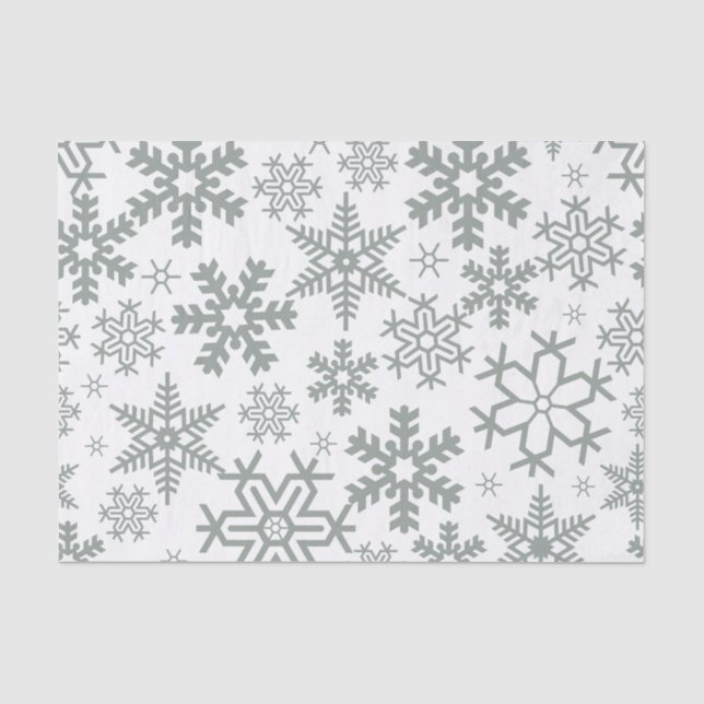 WEISS MIT GRÜNEN WINTERSCHNEEFLÖCKCHEN SEIDENPAPIER (Vorderseite)