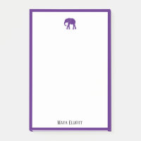 Weiß mit/hell Lila Elefant & Grenze + Name