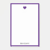 Weiß mit/hell Lila Herz und Grenze + Name