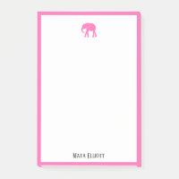 Weiß mit/hell rosa Elefant & Grenze + Name