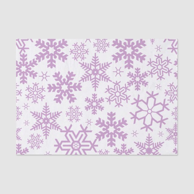 WEISS MIT LILA WINTERSCHNEEFLÖCKCHEN SEIDENPAPIER (Vorderseite)