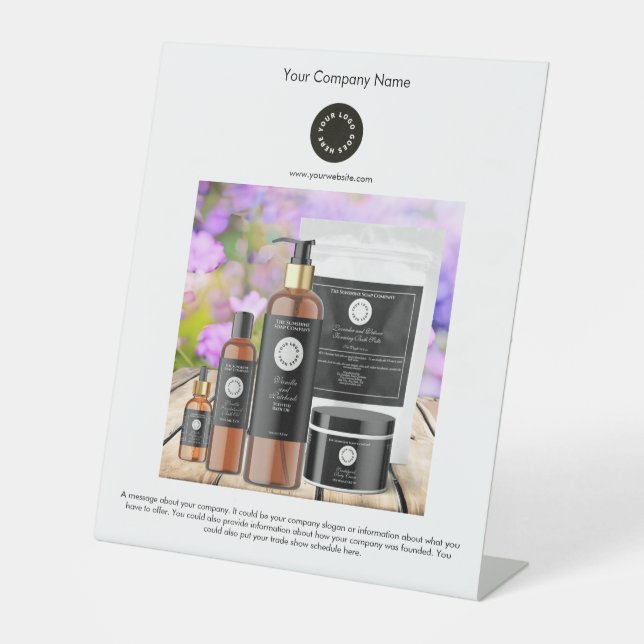 Weiß mit Logos und Foto Kleine Unternehmen Sockelschild (Vorderseite)