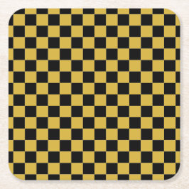 Weiß mit metallischem Gold-Quadratmuster-Stil Rechteckiger Pappuntersetzer